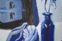 Etüde: Frauenporträt mit Vase. Acryl 24×16 cm