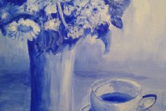 Blaue Blumen. Acryl 40×30 cm