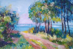 Kopie nach Monet: Die Kueste von Varengeville. Acryl 30x40 cm