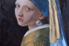 Kopie nach Vermeer: Das Mädchen mit dem Perlengehänge. Öl  40x30 cm