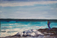 Nizza. Spaziergang in Antibes. Acryl 40×30 cm