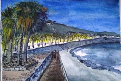 Nizza: Nacht. Aquarell mit Fineliner 24×32 cm