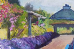 Etuede: Rosengarten im Botanischen Garten Berlin (Juli 2024). Acryl 32x24 cm