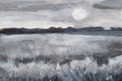 Monochrom-Etude I: Sonnenuntergang. Acryl 21×15 cm