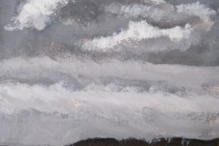 Monochrom-Etude II: Wolken. Acryl 21×15 cm