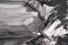 Monochrom-Etude IV; Steilküste Rügen. Acryl 21×15 cm