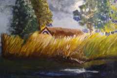 Nachts am Bodden. Acryl 24×30 cm