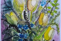 Frühlingserwachen II. Aquarell mit Fineliner 32×24 cm