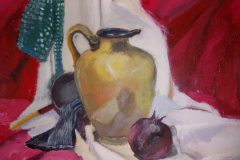 Etuede: Krug mit Granatapfel. Acryl 30x40 cm