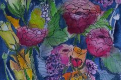 Frühlingsblumen. Aquarell mit Fineliner 32×24 cm