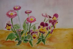 Freche Blumen. Aquarell 30×40 cm