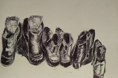 Stiefel. Zeichnung mit Kugelschreiber 21×30 cm