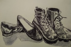 Boots & Ballerina. Kugelschreiber 21×30 cm