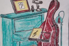 Musik. Buntstiften und Fineliner 30×21 cm